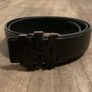AMIRI Black Leather Belt with Signature Buckle